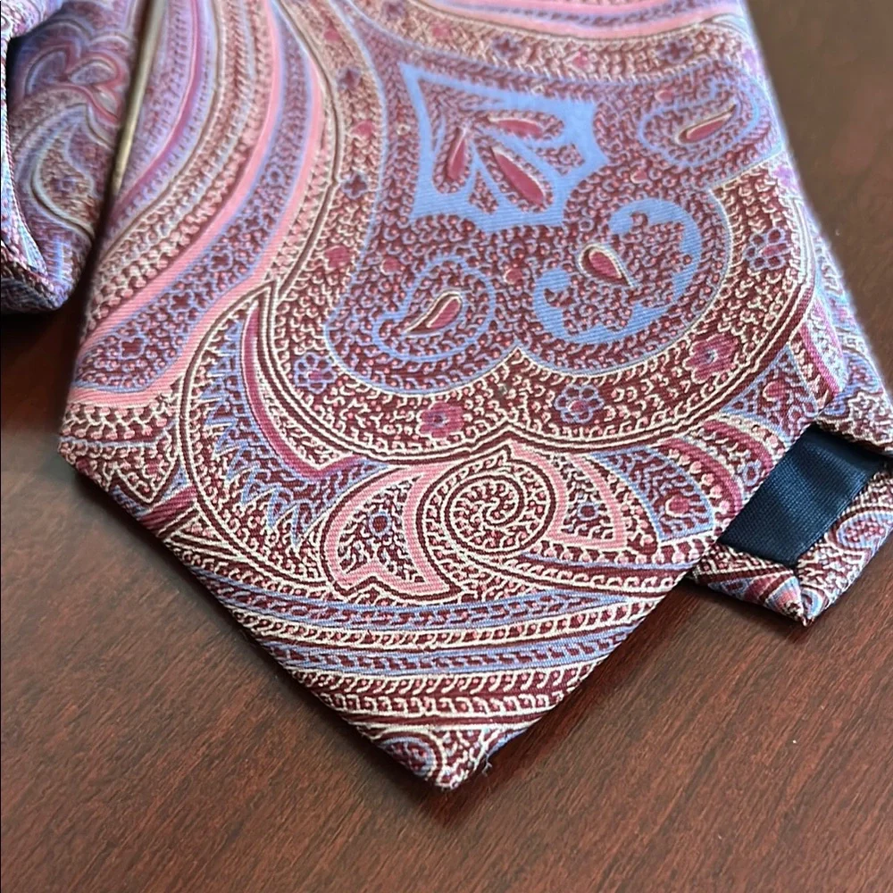 Vintage Paisley Silk Tie - Pink and Blue